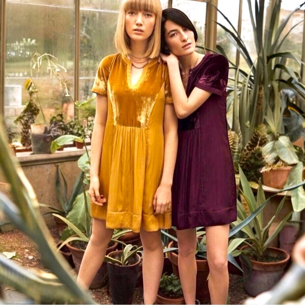 Anthropologie Maeve • Ingrid velvet dress shift  tunic holiday Large col…